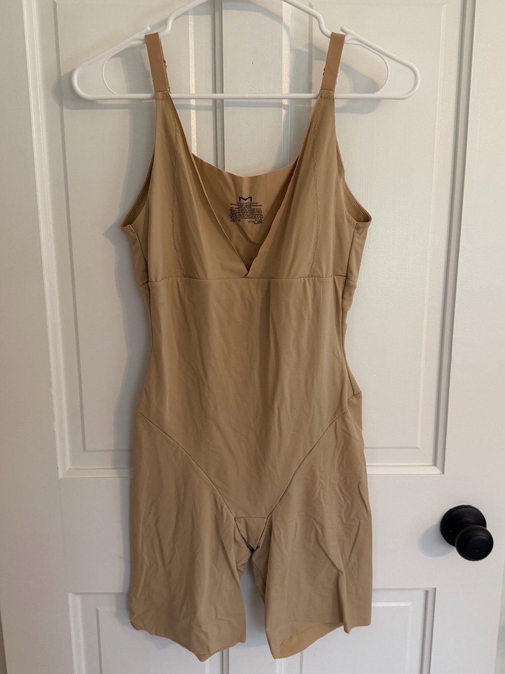 Maidenform Beige Full Body Shaper Bodysuit Open Bust Adjustable Straps XL